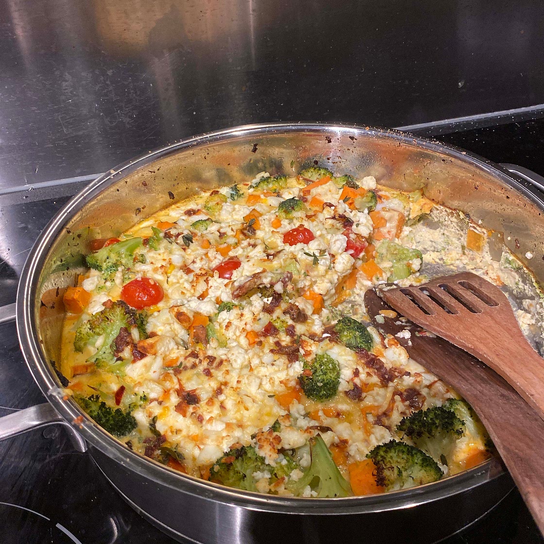Zoete aardappel broccoli fritata