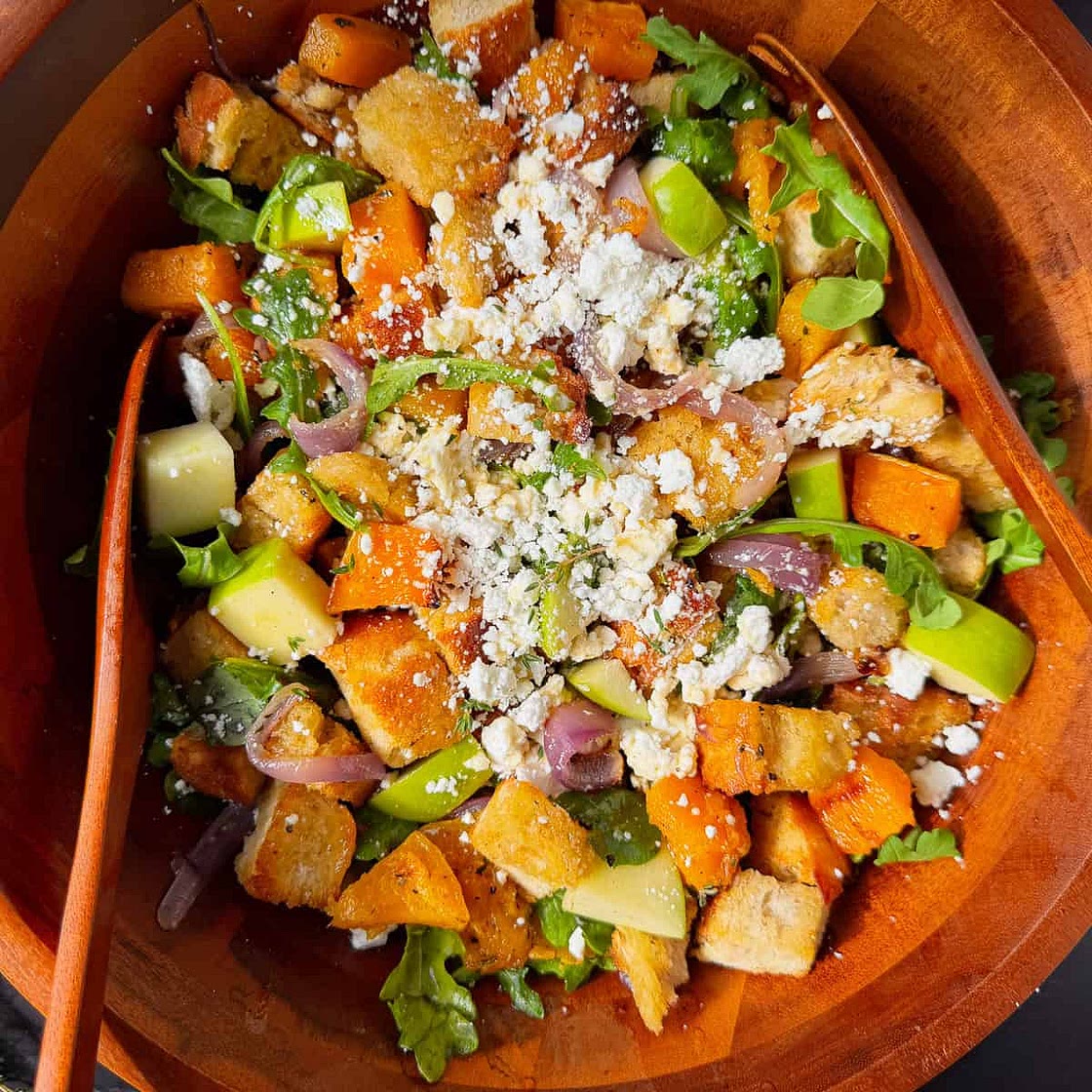Fall Panzanella Salad with Butternut Squash and Apple