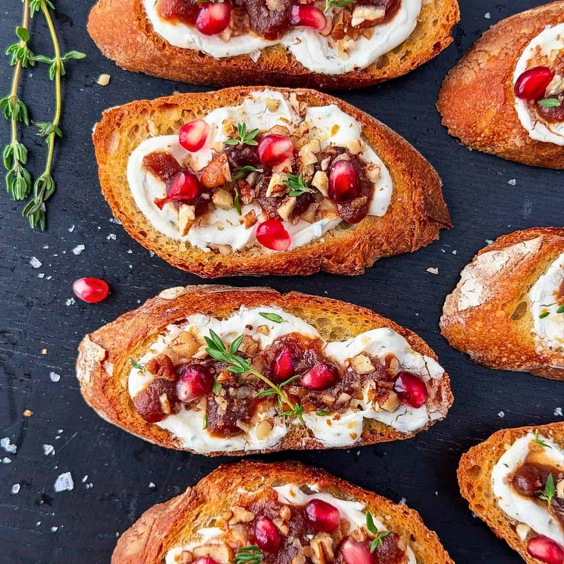 Apple Butter Crostini with Whipped Goat Cheese