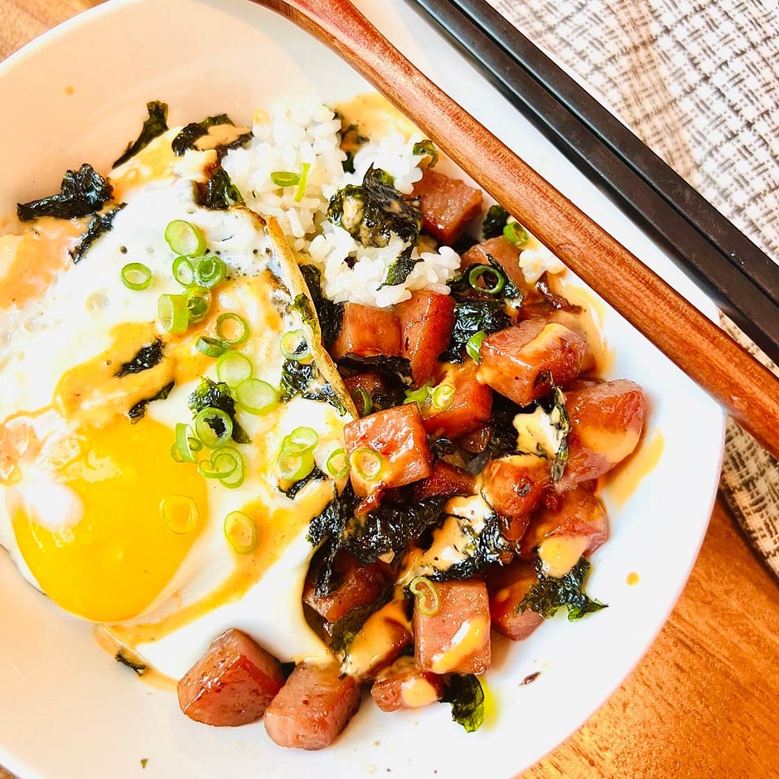 Spam and Egg Over Rice (Dupbap)