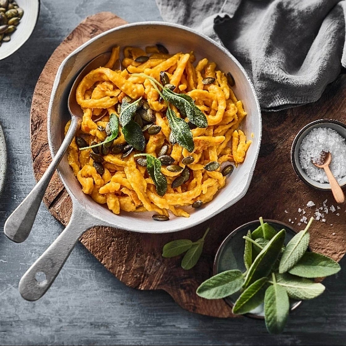 Spätzle mit cremiger Butternut-Kürbis-Sauce