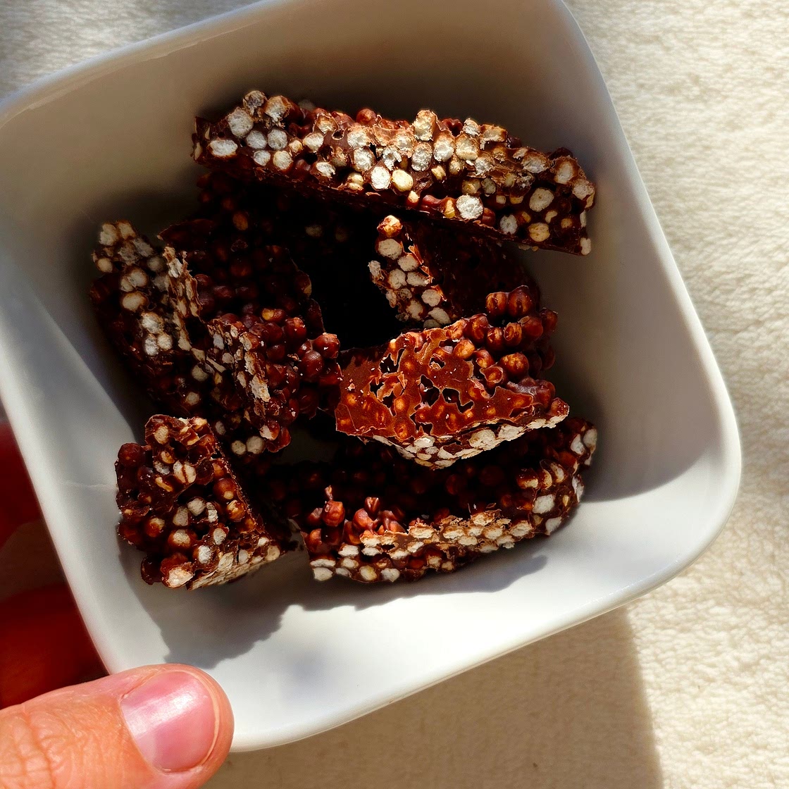 Gepofte quinoa met melkchocolade