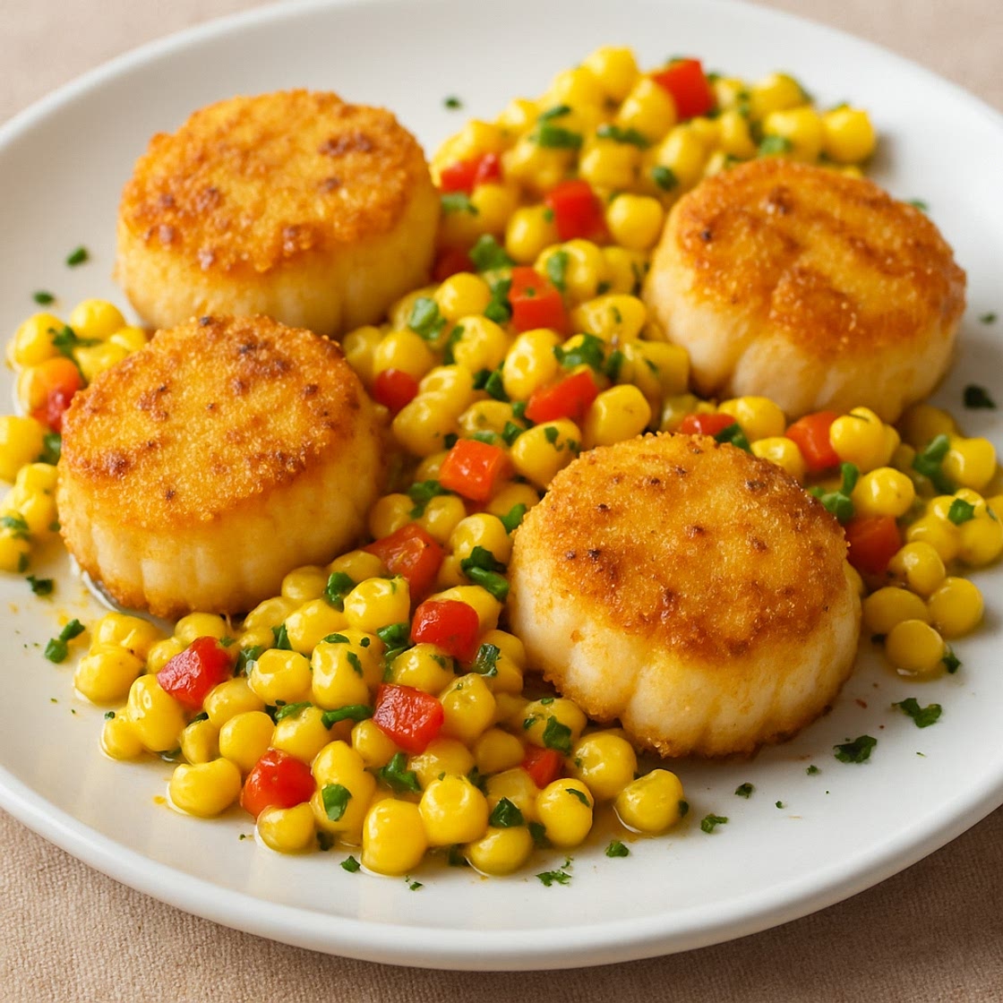 Cornmeal-Crusted Scallops with Corn Relish