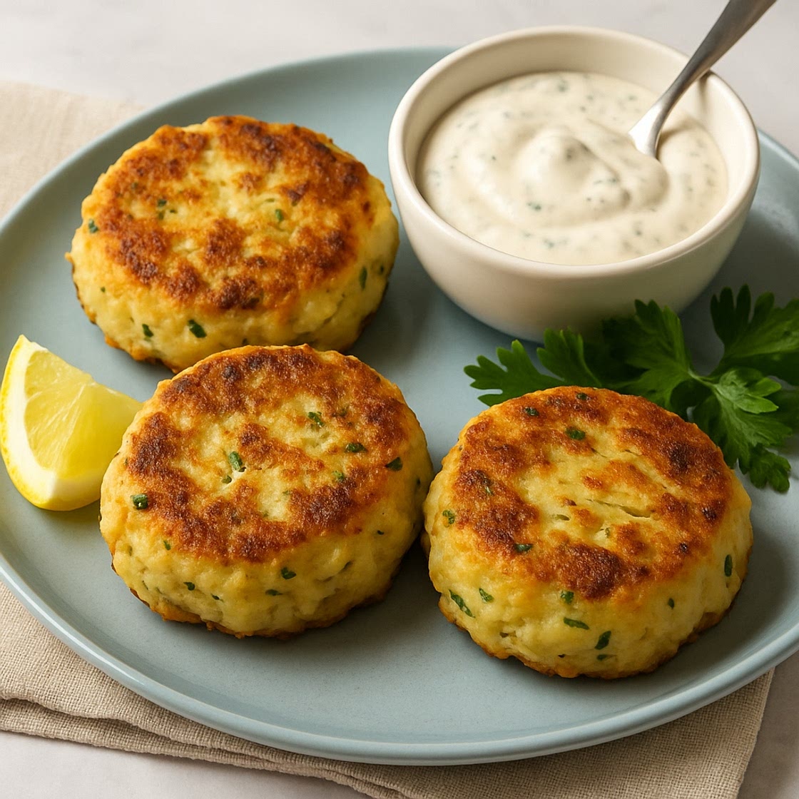 Mashed Potato-Crabcakes with Sour Cream Remoulade