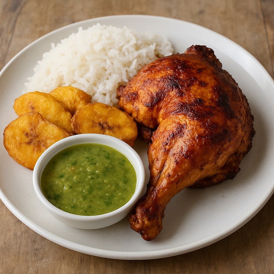 Pollo con Wasakaka (Roasted chicken with wasakaka)
