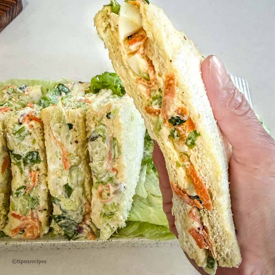 Healthy Creamy Egg Vegetable Sandwich for Breakfast & Lunch
