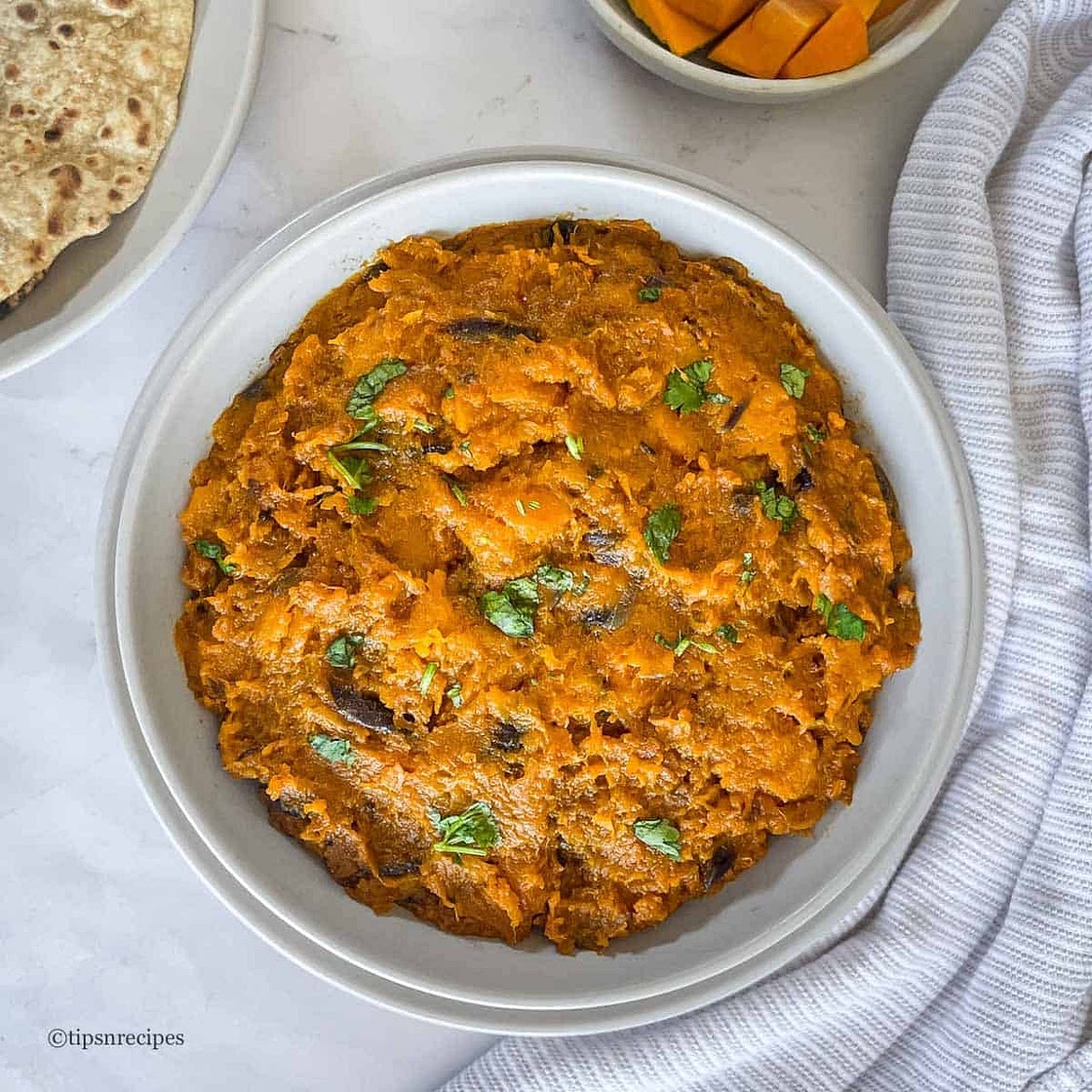 Kaddu Sabzi – Easy Indian Mashed Pumpkin Vegetable