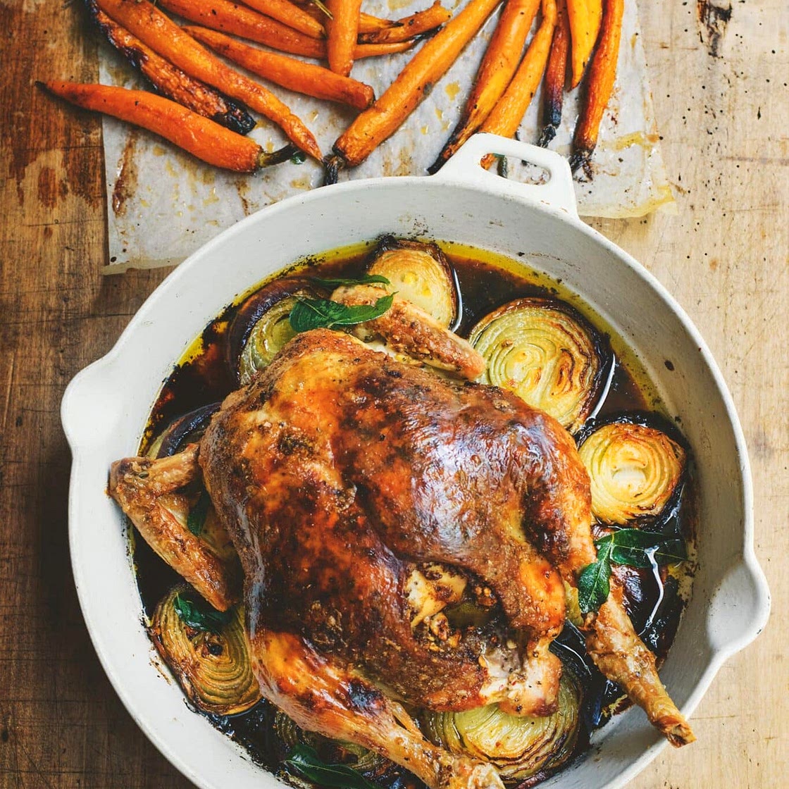 Roast chicken with curry leaf dukkah