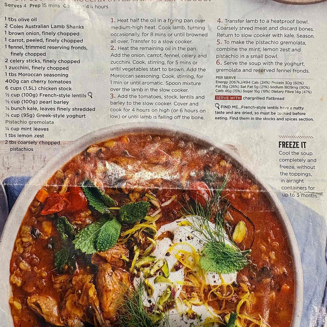 Slow Cooker Moroccan-Style Lamb & Lentil Soup