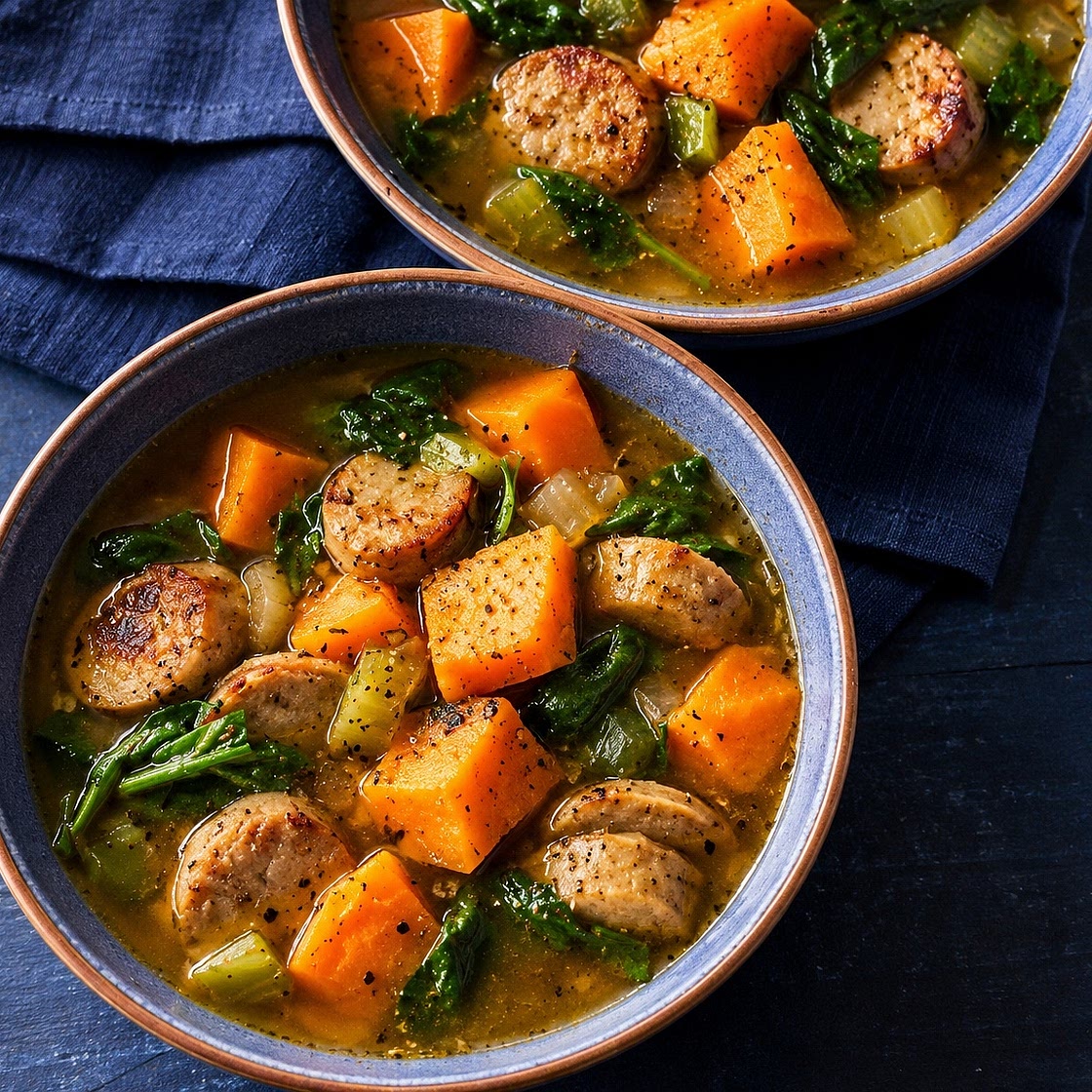Sausage, Sweet Potato, and Cider Soup