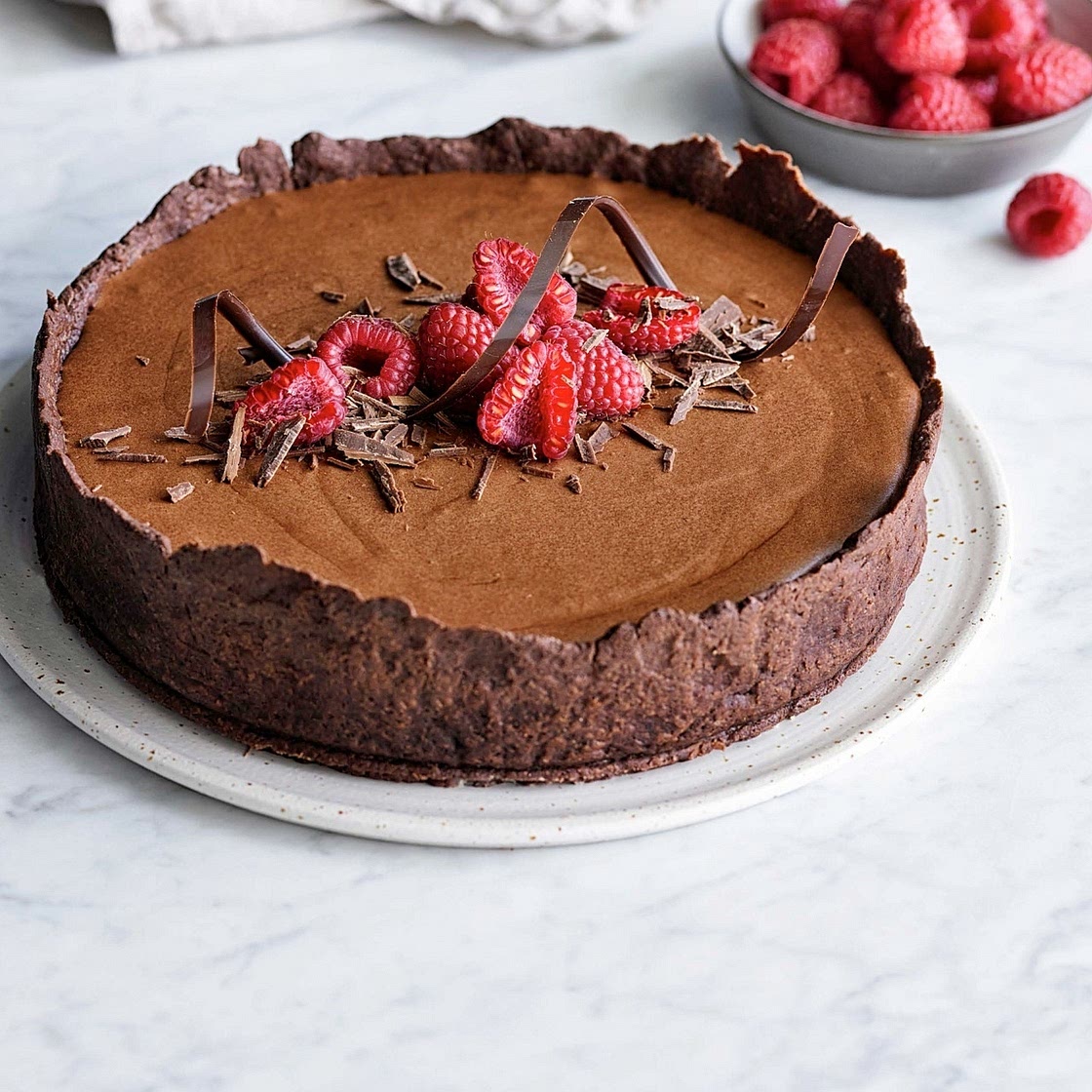 Chocolate Mousse Tart with Raspberry Compote