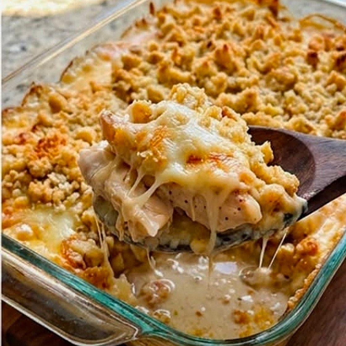 Swiss Cheese & Stuffing Chicken Casserole