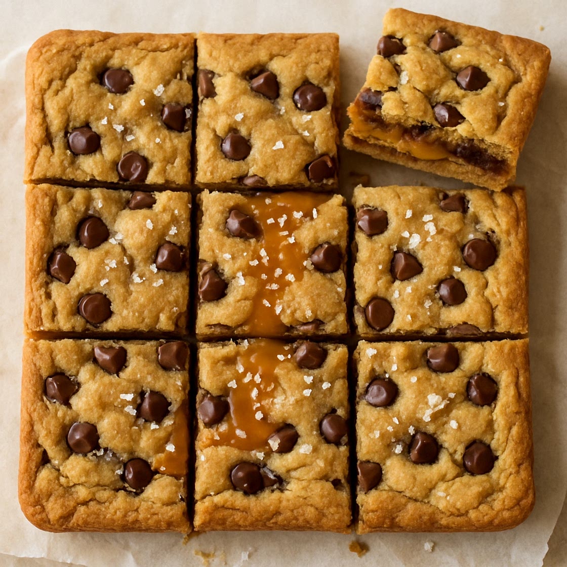 Salted Caramel Chocolate Chip Cookie Bars