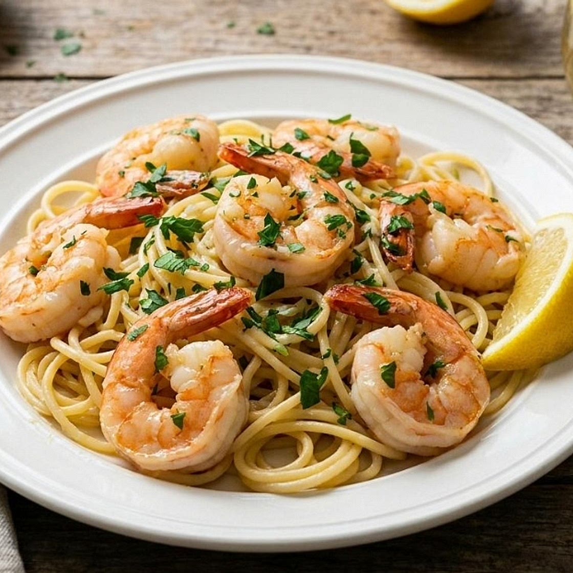 Spaghetti with Lemon Butter Shrimp 🍋🍤