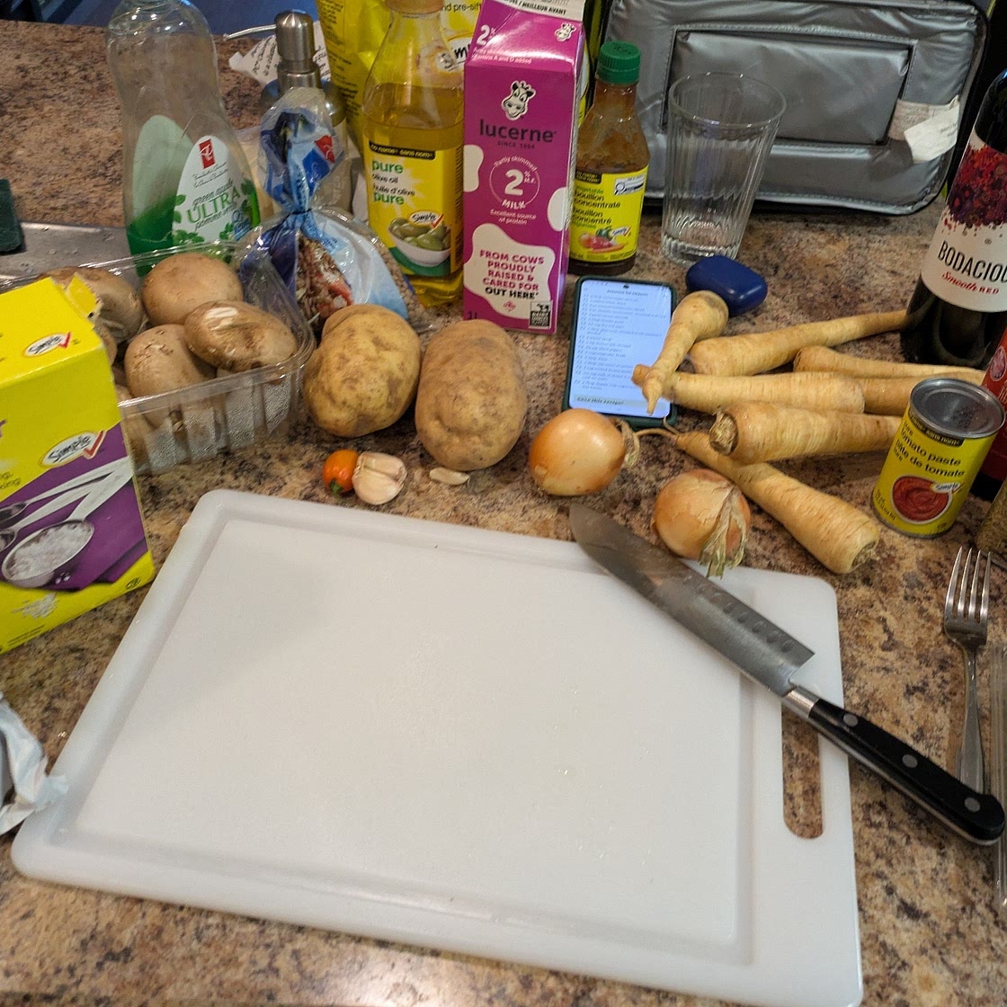 Lentil and Mushroom Stew over Potato-Parsnip Mash