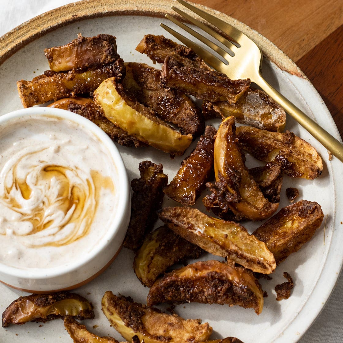 Healthy Cinnamon Sugar Air Fried Apple Fries (vegan, paleo, gluten free)