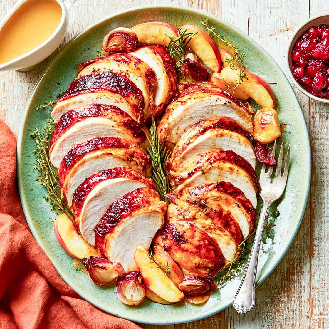 Slow Cooker Turkey Breast with Maple Dijon Glaze and Apple Cider Gravy