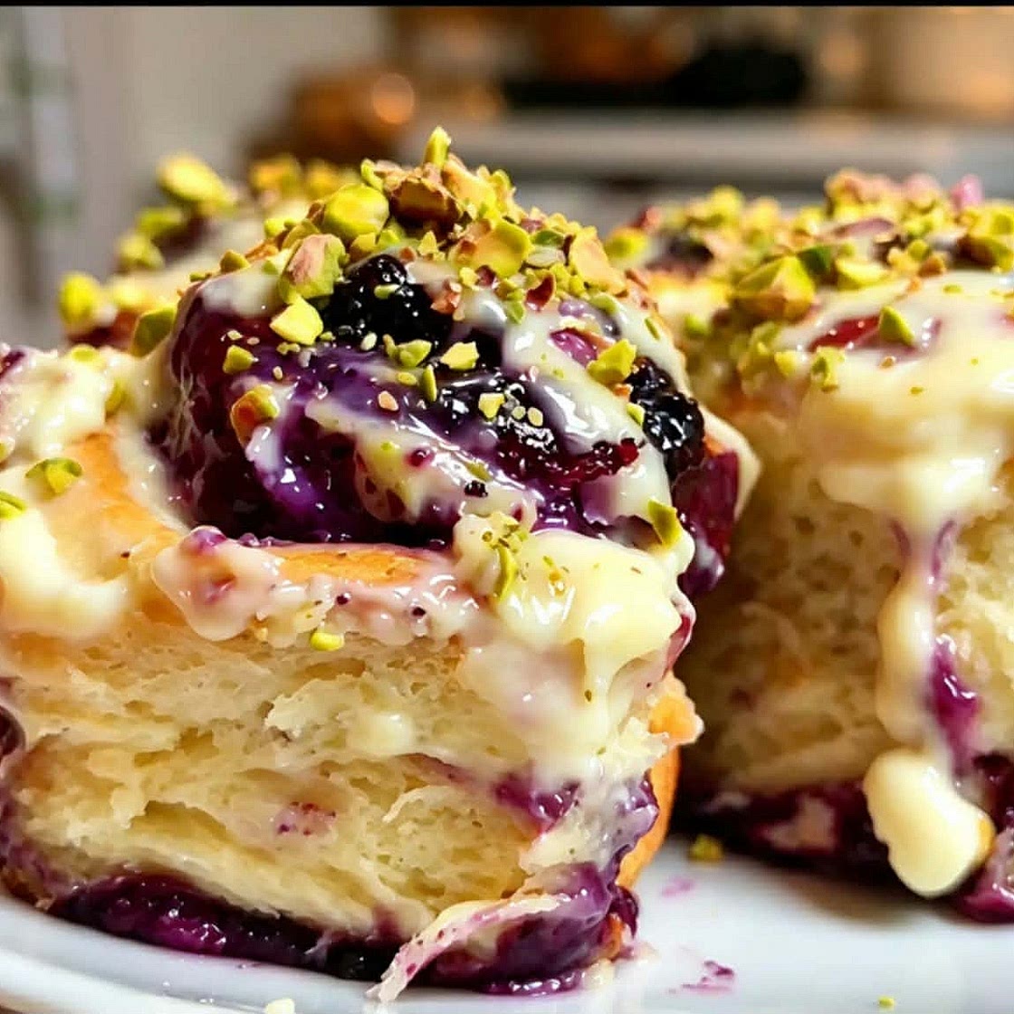 Blueberry & Sumac Country Rolls with Vanilla Sauce