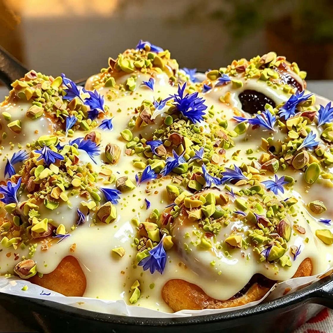 Blueberry & Sumac Country Rolls with Vanilla Sauce