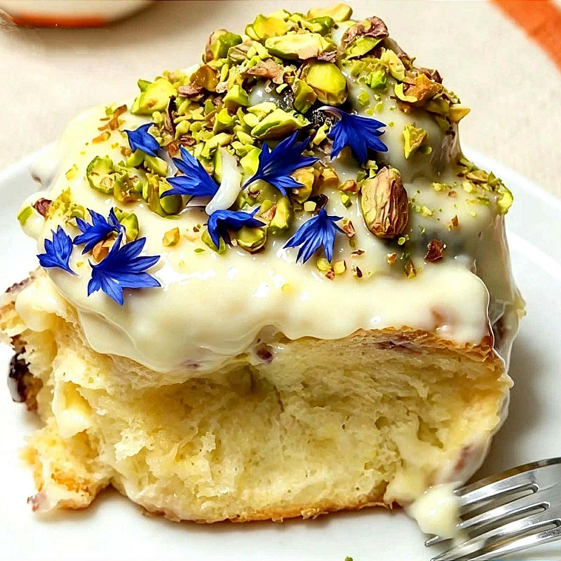 Blueberry & Sumac Country Rolls with Vanilla Sauce
