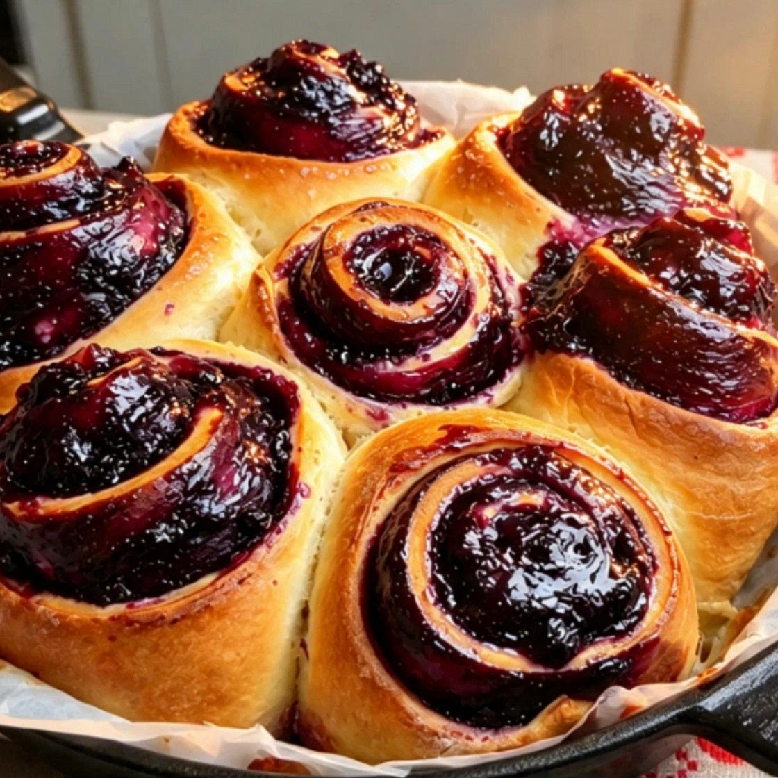 Blueberry & Sumac Country Rolls with Vanilla Sauce