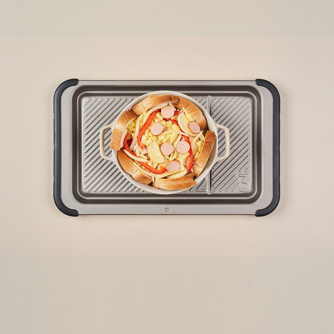 식빵 위에 3을 올린 후 아래 그림과 같이 놓고 조리를 시작하세요.