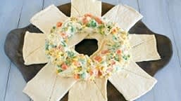 Carefully spoon chicken mixture around center of dough; shape into a ring leaving about 1/2 inch of dough in the center.