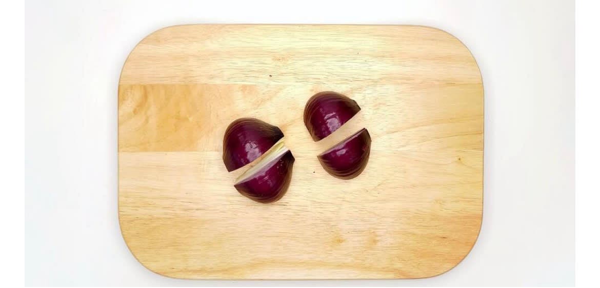 Now, let's get started! Preheat the oven to 200°C/ 180°C (fan)/ gas 6. Boil a full kettle. Heat a large, wide-based oven-proof casserole dish with matching lid with a drizzle of vegetable oil over a high heat Peel and chop the red onion[s] into quarters.