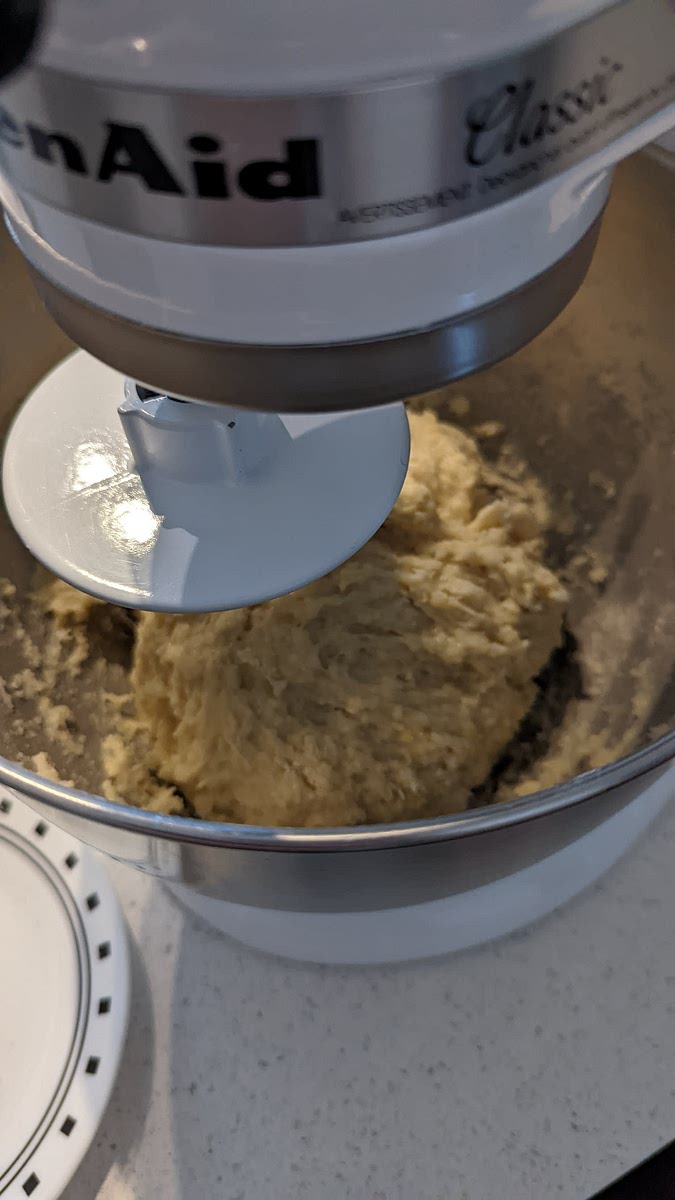 Add egg and milk/butter. Final temperature should be less than 40 °C before adding