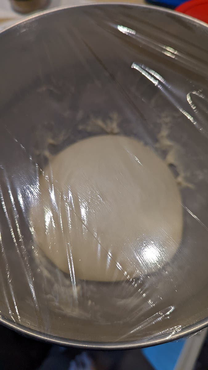 Make the Dough ball-shaped, and let it rest for 1 hour until it doubles its size. Cover with plastic wrap