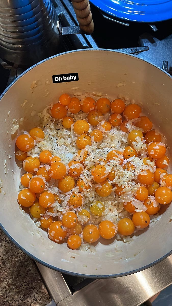 Add tomatoes cook down until liquidy