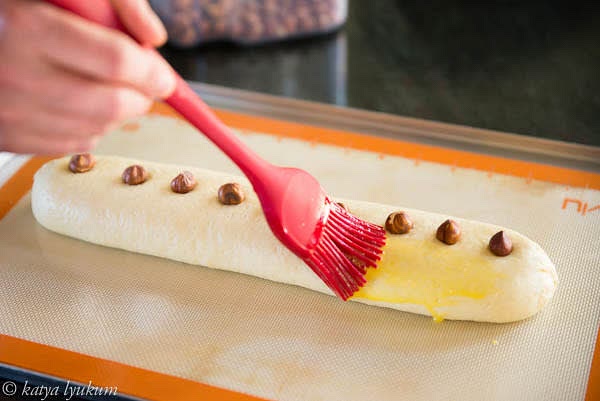 Brush with egg wash.