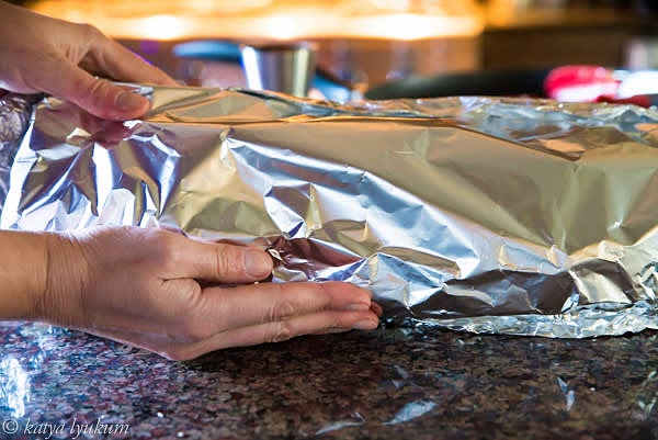 Seal the foil and cook in the oven for 3 hours.