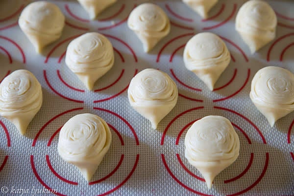 Place all pastries seam down. Cover and let rise for about 30 minutes at room temperature.