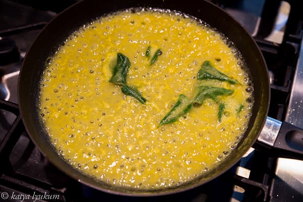 In a heavy saucepan, bring pineapple puree to boiling on high heat. Add kaffir lime leaves. Cook it down in half, caramelizing sugars and making it syrup consistency.