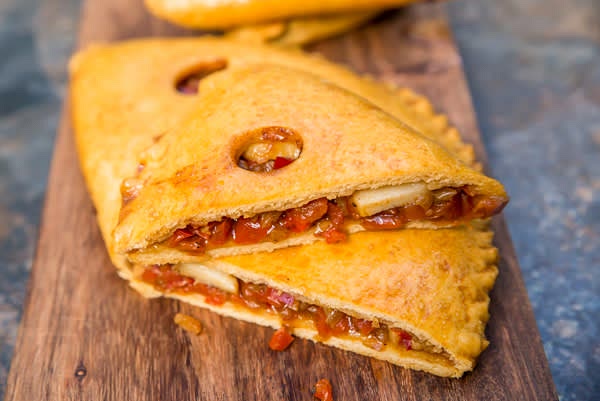 Serve empanada at room temperature or warm, not hot.