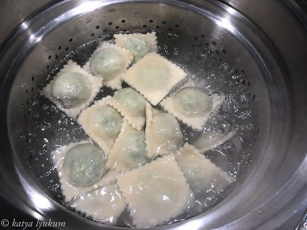 Cook the dumplings in boiling water until they float plus 1 minute, for about 3 minutes total.