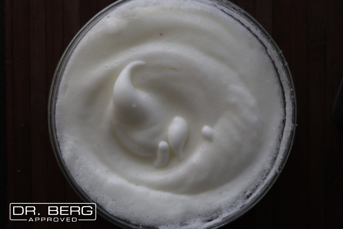3. With an electric mixer, beat egg whites and cream of tartar. Beat egg whites until it forms a stiff peak.