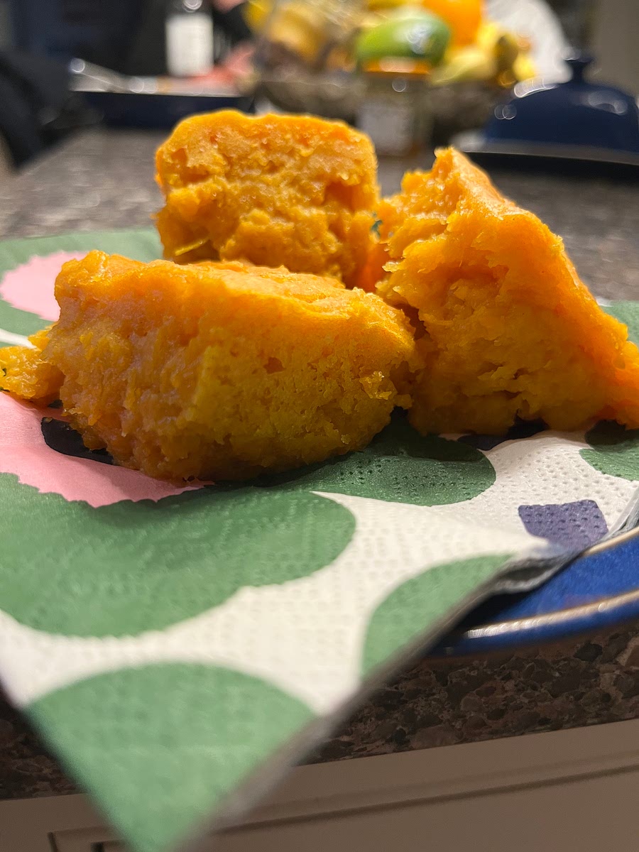 Cook for 40 minutes until firm and then cut into 6 squares