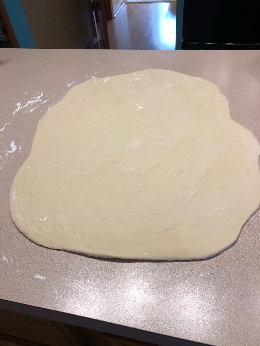 Roll dough into rectangles 12 inches wide and 1/2 inch thick.