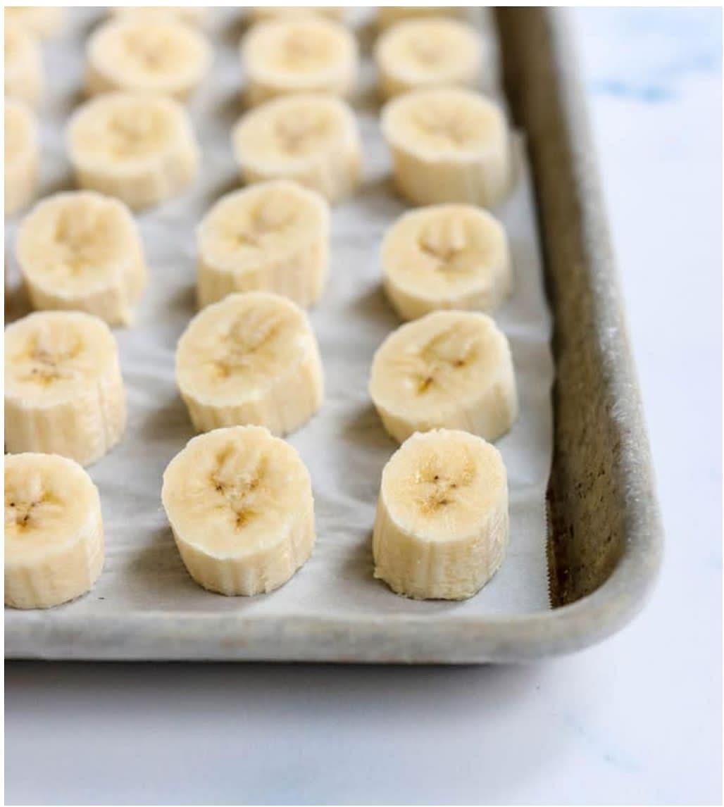 Blend your 3 bananas and 1/2 Cup of almond milk to a smooth consistency.