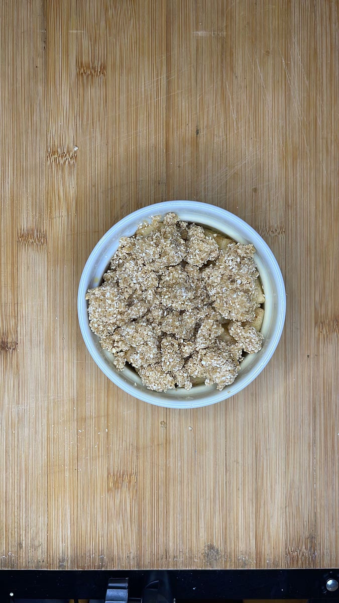 9. Luego 1/4 de migajas de avena