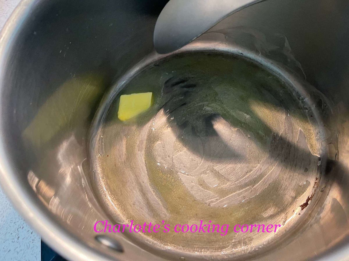 Minced garlic. In the pot, add the butter over medium-high heat till melts.
