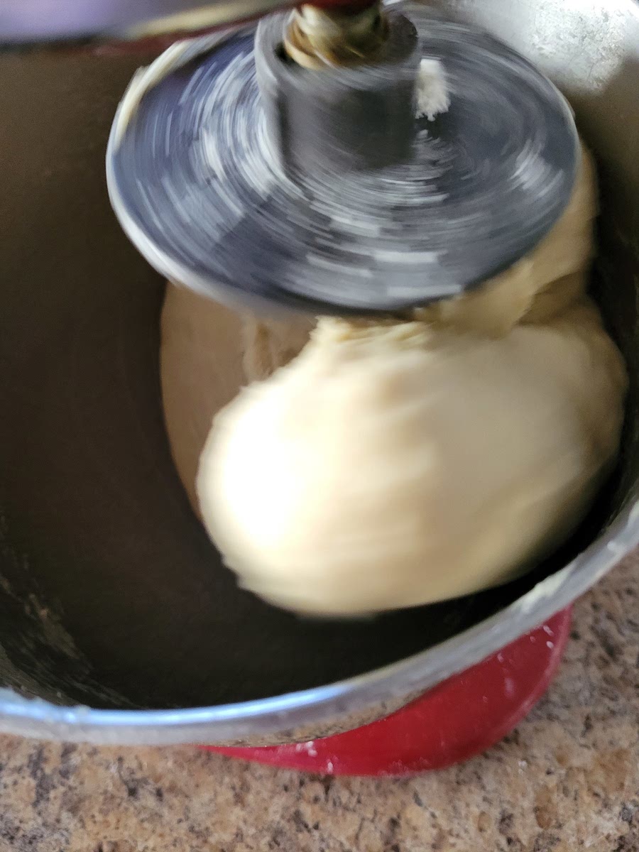 KNEAD DOUGH FOR ABOUT 5 MINUTES. ADD ADDITIONAL FLOUR BY THE TABLESPOON IF DOUGH GETS STICKY, BUT SHOULD BE MOIST. (DON’T DRY IT OUT.)