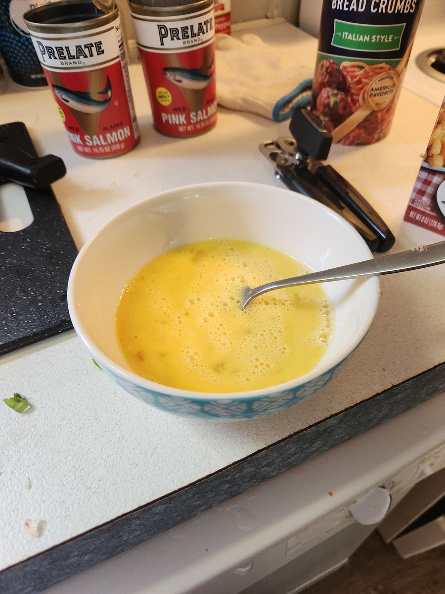 Whisk eggs in a bowl