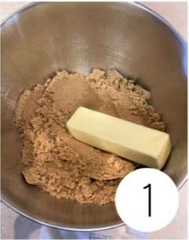 cream together the butter and brown sugar