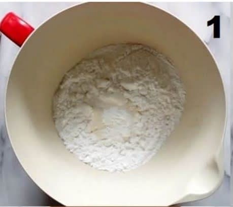 add all the dry ingredients into a large bowl and combine