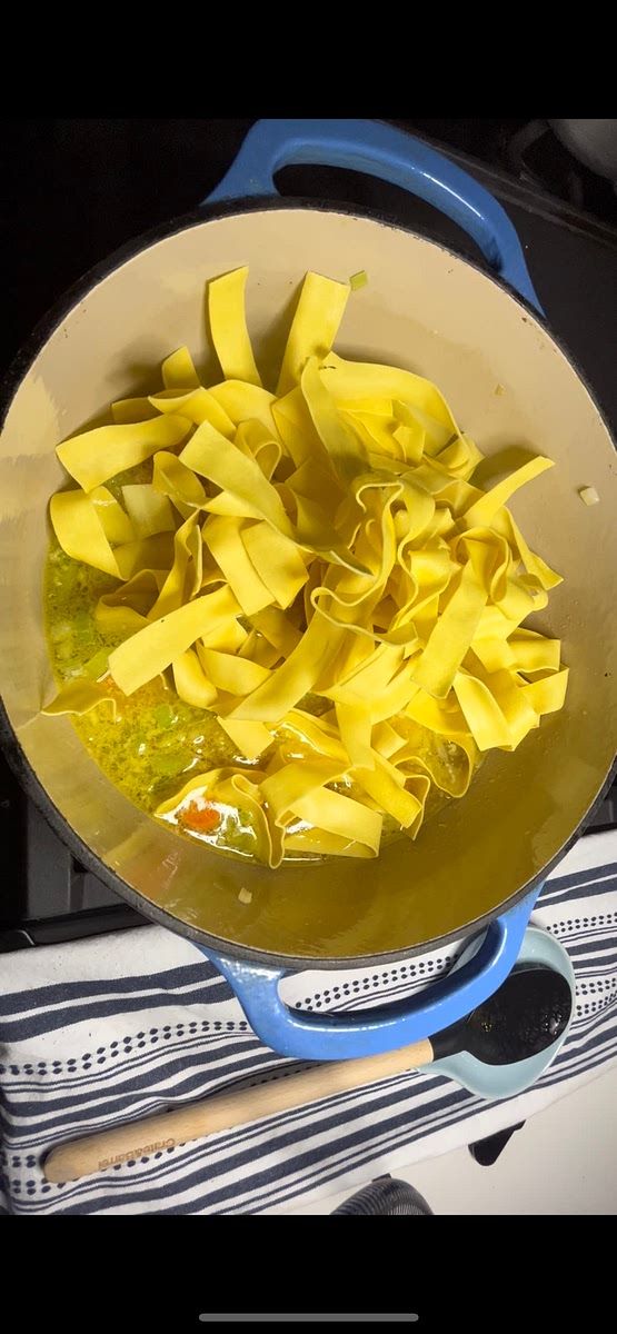 Bring to simmer and add fresh pasta. Cook pasta first if pasta is not fresh