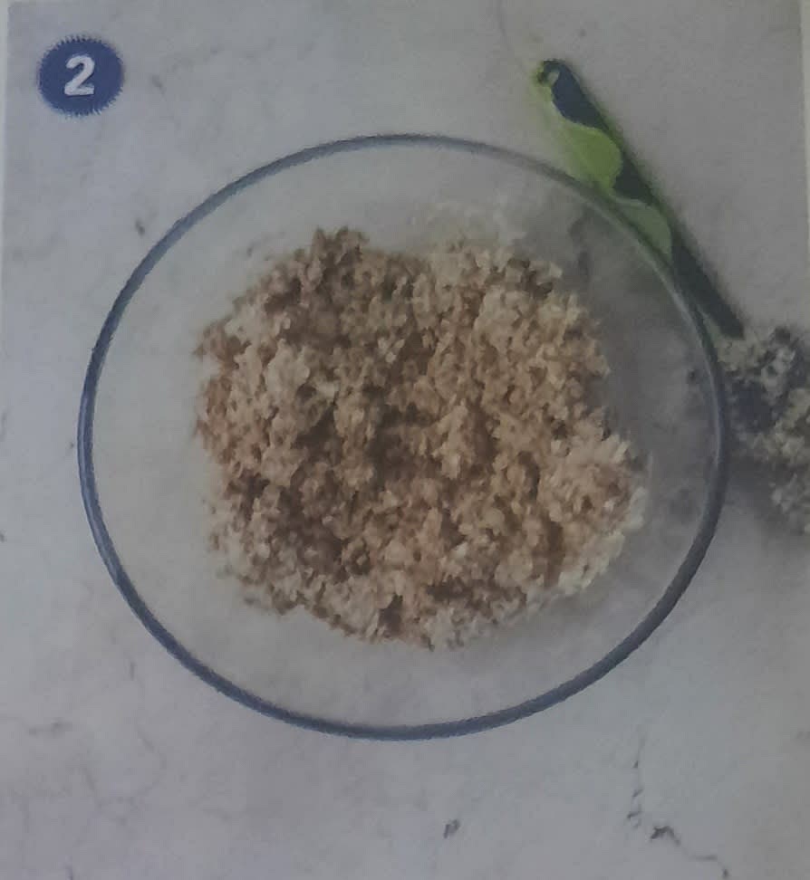 mix in the honey and oil until the dough is combined and sticks together
