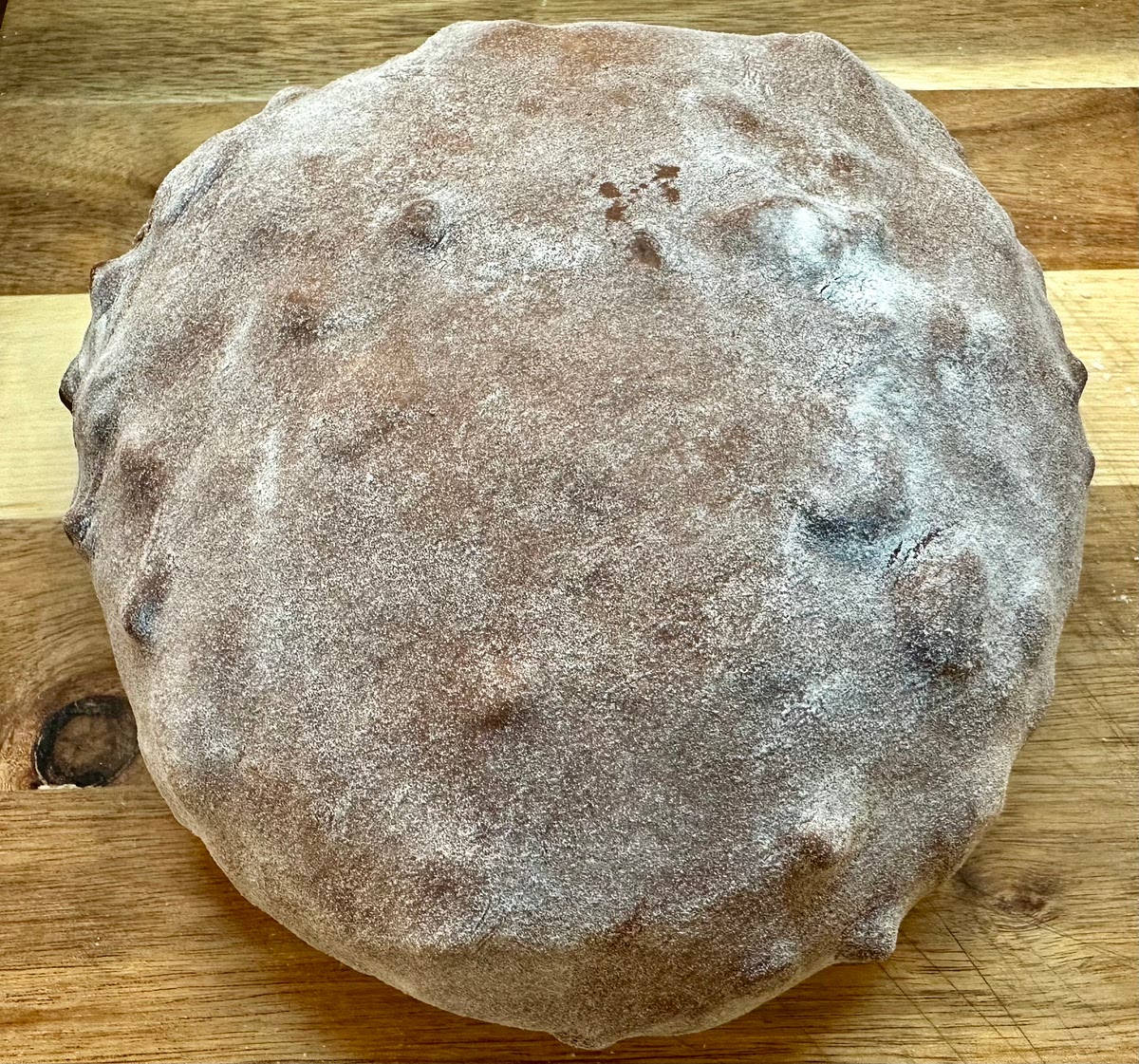 Preshape by gently stretching the dough out into a slightly larger circle, then folding the edges over to the middle.
